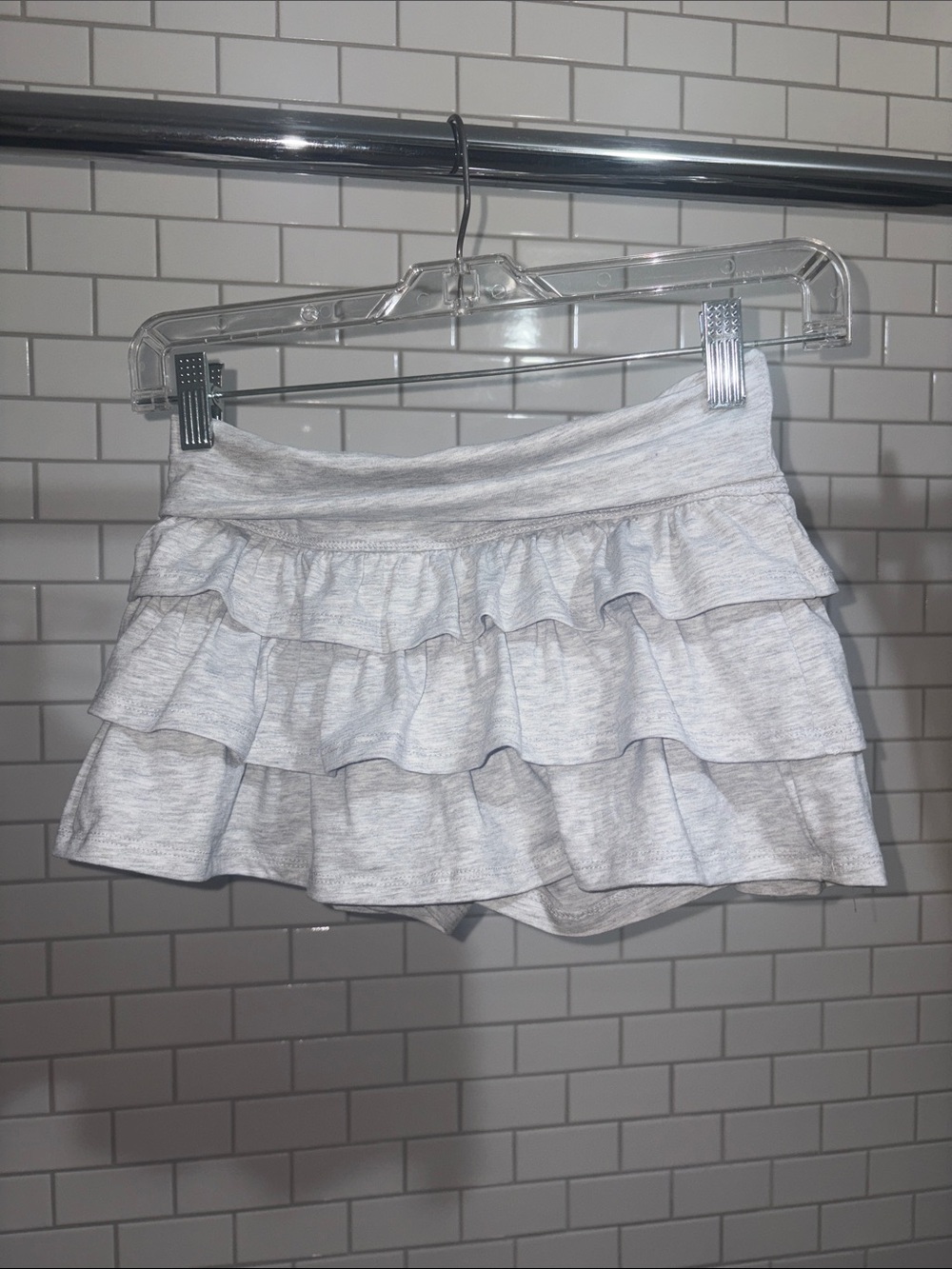 Ruffled Mini Skirt in Light Heather Gray